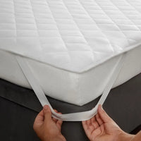 Mattress Pads -100% Waterproof Linen with 200GSM Padding ( Come with elastic taps at the four corners which can fit  up to 18" mattress)