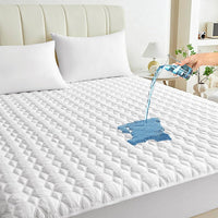Mattress Pads -100% Waterproof Linen with 200GSM Padding ( Come with elastic taps at the four corners which can fit  up to 18" mattress)